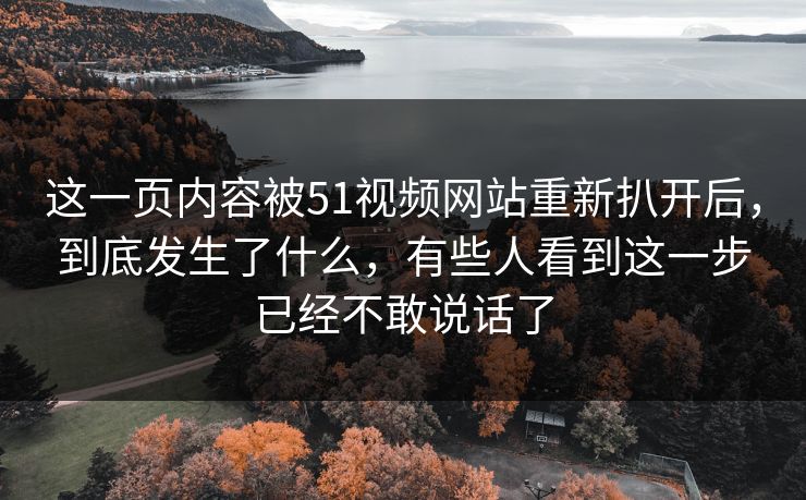 这一页内容被51视频网站重新扒开后，到底发生了什么，有些人看到这一步已经不敢说话了
